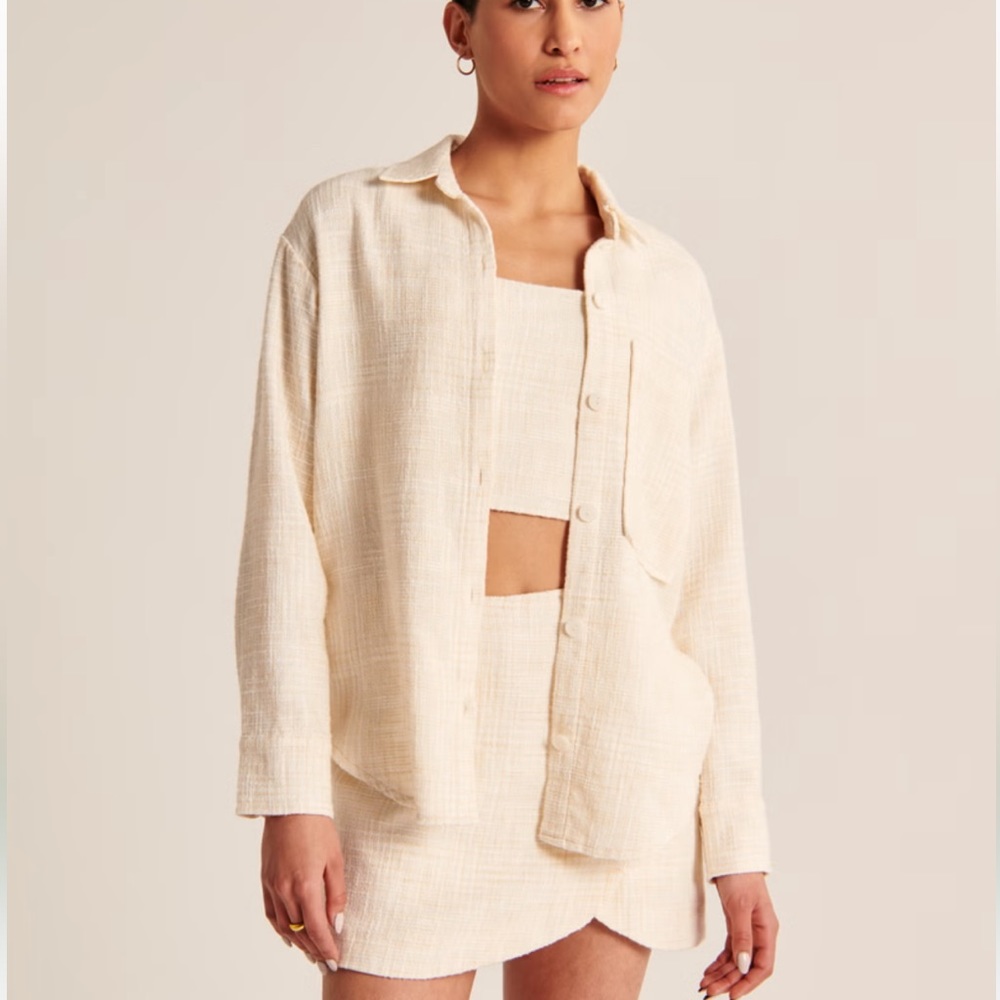 Oversized Tweed Button Down Shirt